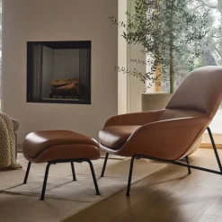 West Elm Fillmore Mid-Century Leather Ottoman
