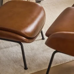 West Elm Fillmore Mid-Century Leather Ottoman
