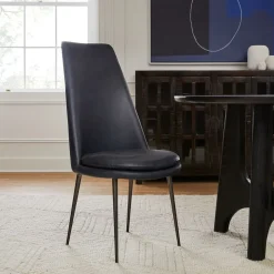 West Elm Finley High-Back Leather Dining Chair