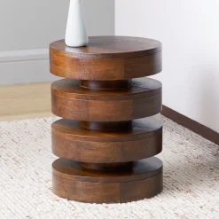 West Elm Floating Disks Solid Wood Side Table (13")