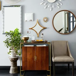 West Elm Floating Round Wood Wall Mirror
