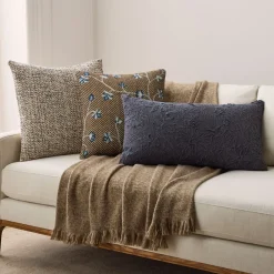 West Elm Floral Texture Mix Pillow & Throw Set