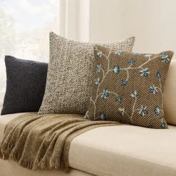 West Elm Floral Texture Mix Pillow & Throw Set