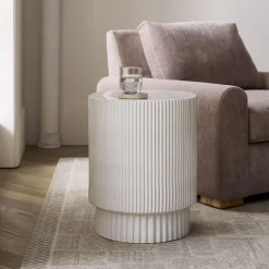 West Elm Fluted Ceramic Indoor/Outdoor Side Table (13"–16")