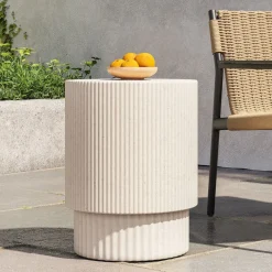 West Elm Fluted Concrete Indoor/Outdoor Side Table (16")