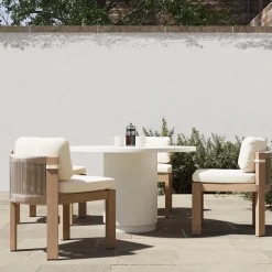 West Elm Fluted Outdoor Bistro Table (44") & Porto Side Dining Chairs Set