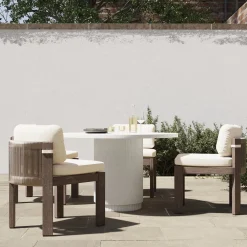 West Elm Fluted Outdoor Bistro Table (44") & Porto Side Dining Chairs Set