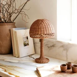 West Elm Frankie Rattan Table Lamp (16")
