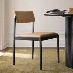 West Elm Freeman Leather Pivot Back Dining Chair