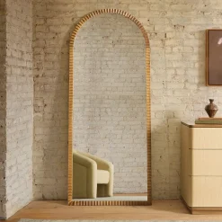 West Elm Frida Fluted Wood Floor Mirror