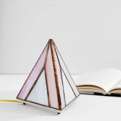 West Elm Friend of All Small Tabletop Pyramid Lamp - Dusty Rose