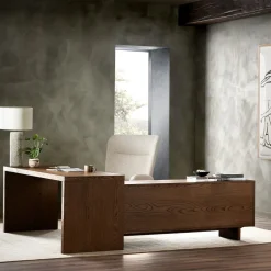 West Elm Garfield Leather L-Shaped Desk (78")