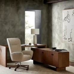 West Elm Garfield Leather L-Shaped Desk (78")
