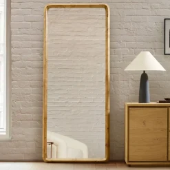 West Elm Geo Burled Wood Floor Mirror