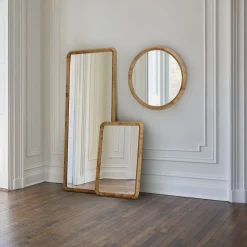 West Elm Geo Burled Wood Floor Mirror