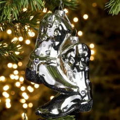 West Elm Glass Cowboy Boots Ornament