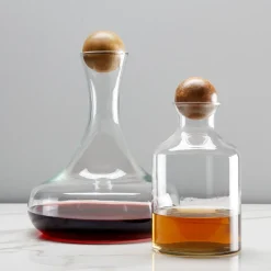 West Elm Glass Decanter with Wood Stopper
