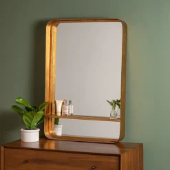 West Elm Gold Wall Mirror with Shelf
