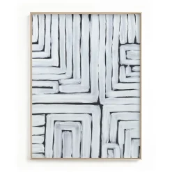 West Elm GPS White Stripes and Black Lines Framed Wall Art by Minted for