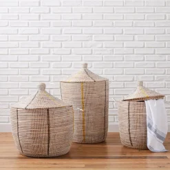 West Elm Graphic Millet Lidded Baskets