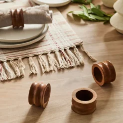 West Elm Grooved Wood Napkin Ring Sets