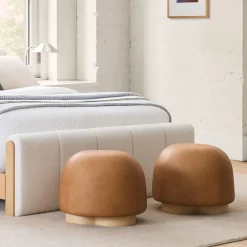 West Elm Gumdrop Leather Swivel Ottoman