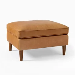 West Elm Hamilton Leather Ottoman