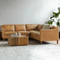 West Elm Hamilton Leather 3-Piece L-Shaped Sectional (88"–98")