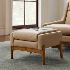 West Elm Hank Leather Ottoman