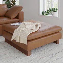 West Elm Harmony Leather Ottoman