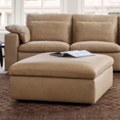 West Elm Harmony Modular Leather Motion Ottoman