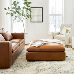 West Elm Harmony Modular Leather Ottoman