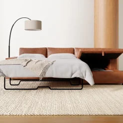 West Elm Harmony Modular Leather 2-Piece Sleeper Sectional w/Storage Chaise (123")