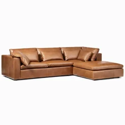 West Elm Harmony Modular Leather 3-Piece Ottoman Sectional (122")