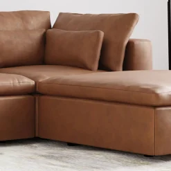 West Elm Harmony Modular Leather 4-Piece Ottoman Sectional (120")