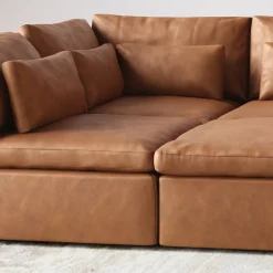 West Elm Harmony Modular Leather 6-Piece Pit Sectional (121")