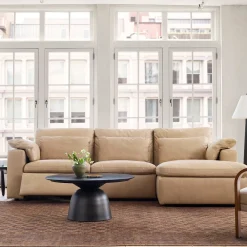 West Elm Harmony Modular Leather Reclining 3-Piece Chaise Sectional (117")