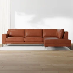 West Elm Harper Leather 2-Piece Bumper Chaise Sectional (106"–116")