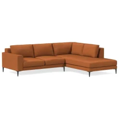 West Elm Harper Leather 2-Piece Bumper Chaise Sectional (106"–116")
