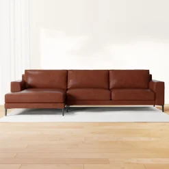 West Elm Harper Leather 2-Piece Chaise Sectional (106"–116")