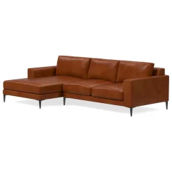West Elm Harper Leather 2-Piece Chaise Sectional (106"–116")