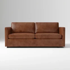 West Elm Harris Leather Queen Sleeper Sofa (78")