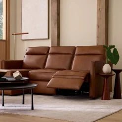 West Elm Harris Motion Reclining Leather 3-Piece Chaise Sectional (89")