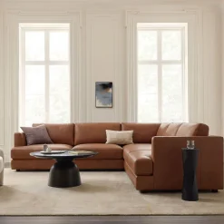 West Elm Haven Leather 3-Piece L-Shaped Sectional (106")