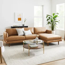 West Elm Haven Loft Leather 2-Piece Chaise Sectional (103")