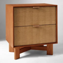 West Elm Herman Basket Woven Veneer Nightstand (22")