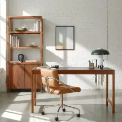 West Elm Hughes Desk (56") & Tall Bookcase (34") Set