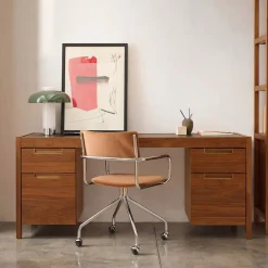 West Elm Hughes Desk with 2 File Cabinets (68")