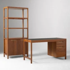 West Elm Hughes Desk with File Cabinet (56") & Tall Bookcase (34") Set
