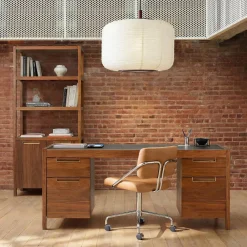 West Elm Hughes Desk with File Cabinets (68") & Tall Bookcase (34") Set